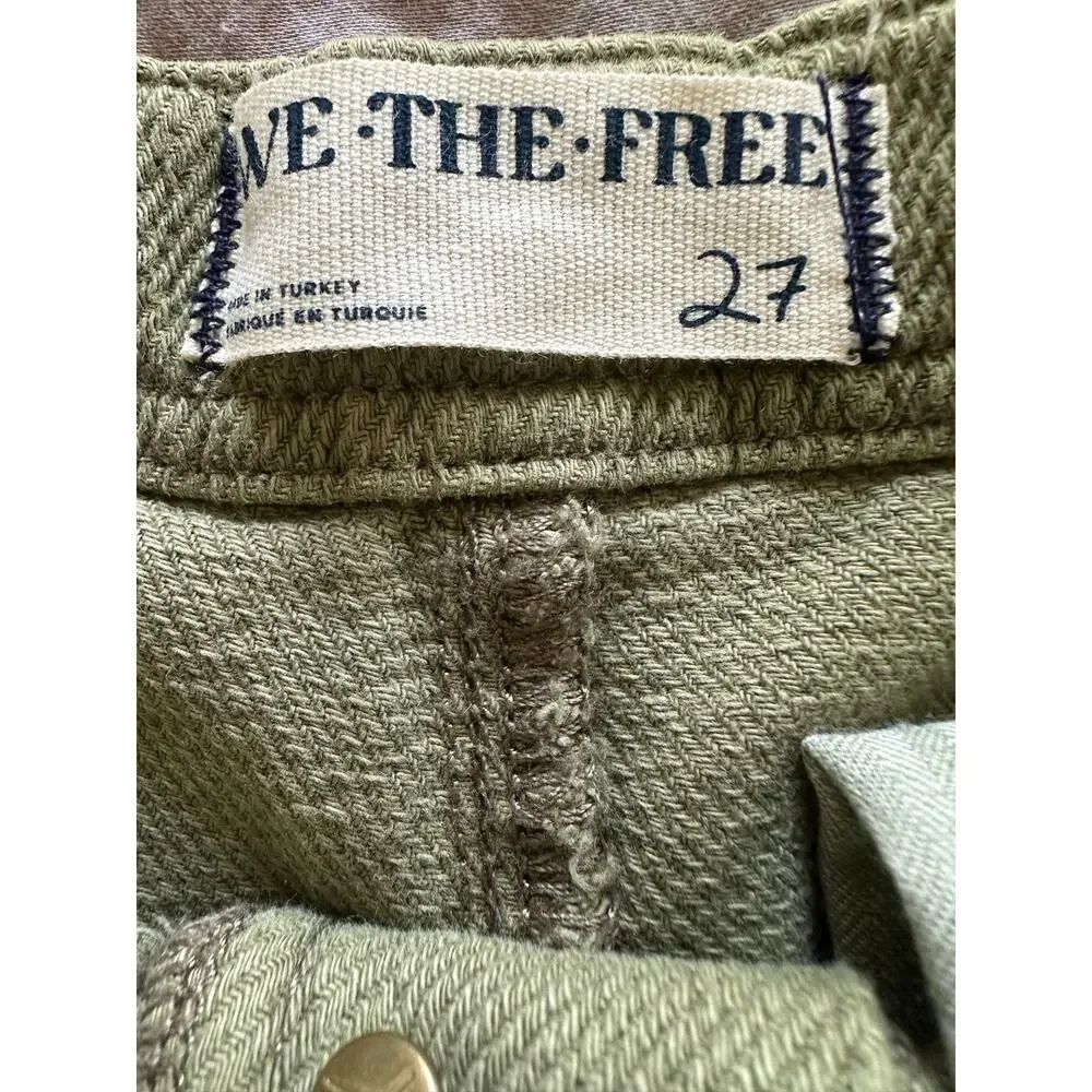 Free People We The Free Osaka Barrel Mid Rise Barrel Pants Olive Green Size 27